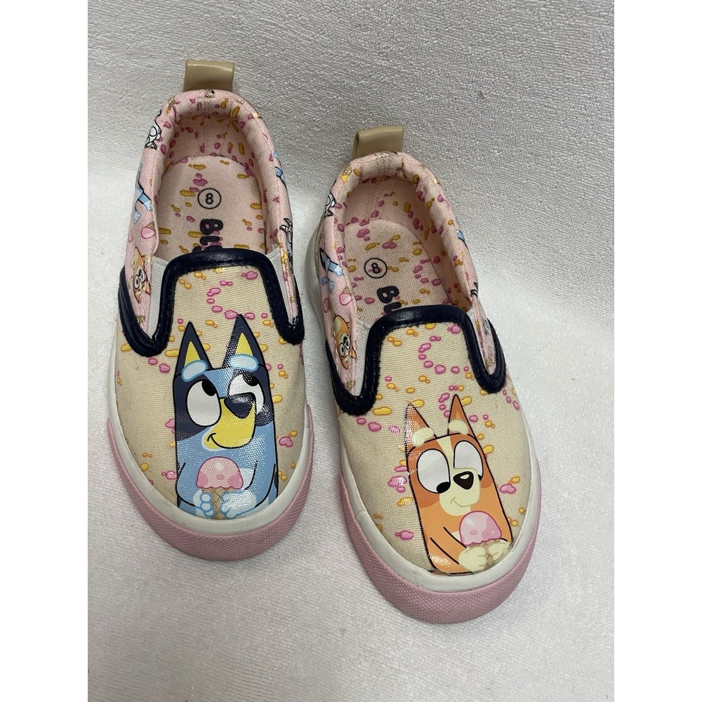 Bluey Bingo GIRLS Canvas Slip-on Shoes kids Size 8 GROUNDUP Pink & Yellow